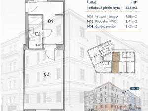 Pronájem bytu 1+kk, Praha - Žižkov, Milíčova, 33 m2