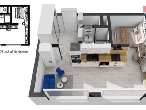 Pronájem bytu 1+kk, Kladno, Vít. Nezvala, 33 m2