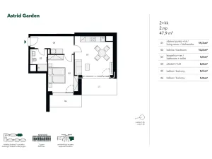 Pronájem bytu 2+kk, Praha - Holešovice, U průhonu, 48 m2