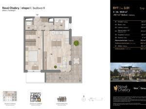 Prodej bytu 2+kk, Praha - Dolní Chabry, 60 m2