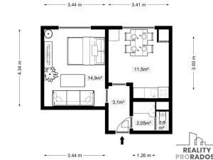 Pronájem bytu 1+1, Valtice, Lázeňská, 33 m2