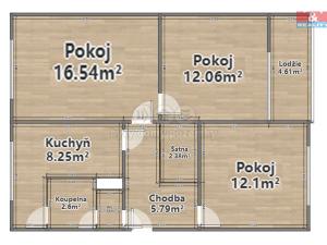 Prodej bytu 3+1, Plzeň - Doubravka, Lesní, 62 m2
