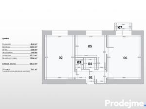 Prodej bytu 2+1, Brno, Bakalovo nábřeží, 55 m2