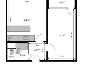 Pronájem bytu 2+kk, Liberec, Dobiášova, 42 m2