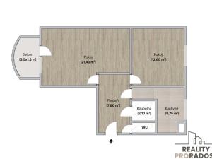 Prodej bytu 2+1, Brno, Nezvalova, 56 m2