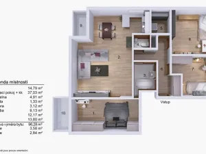 Prodej bytu 4+kk, Praha - Kolovraty, Kupkova, 103 m2