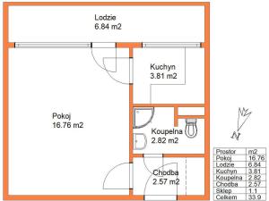 Pronájem bytu 1+kk, Hradec Králové - Slezské Předměstí, Třebechovická, 34 m2