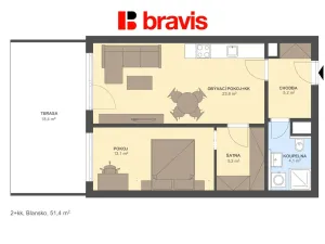 Prodej bytu 2+kk, Blansko, Zborovec, 51 m2