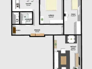 Prodej bytu 3+1, Havířov, Přímá, 64 m2