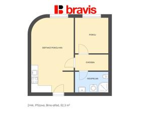 Pronájem bytu 2+kk, Brno - Trnitá, Přízova, 52 m2