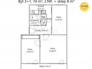 Prodej bytu 3+1, Chrudim, Družstevní, 82 m2