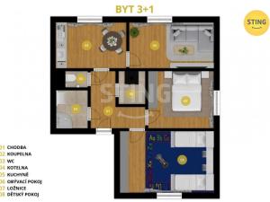 Prodej bytu 3+1, Velké Heraltice - Košetice, 72 m2