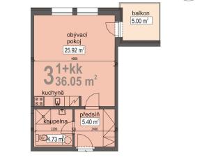 Pronájem bytu 1+kk, České Budějovice - České Budějovice 2, Plukovníka Malého, 36 m2