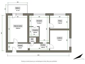 Pronájem bytu 3+1, Zlín, Kúty, 61 m2