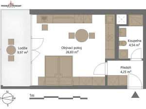 Pronájem bytu 1+kk, Praha - Vysočany, Pod Harfou, 48 m2