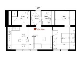 Pronájem bytu 2+kk, Teplice - Trnovany, Antonína Sochora, 60 m2