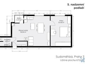 Pronájem bytu 2+kk, Praha - Žižkov, Sudoměřská, 70 m2