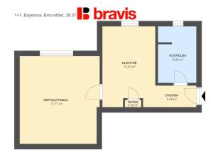 Prodej bytu 2+kk, Brno - Veveří, Bayerova, 40 m2