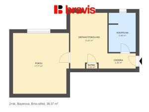 Prodej bytu 2+kk, Brno - Veveří, Bayerova, 40 m2