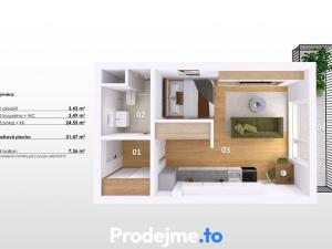 Pronájem bytu 1+kk, Brno - Černovice, Mírová, 32 m2