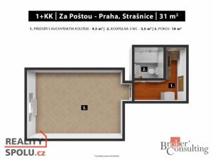 Prodej bytu 1+kk, Praha - Strašnice, Za poštou, 30 m2