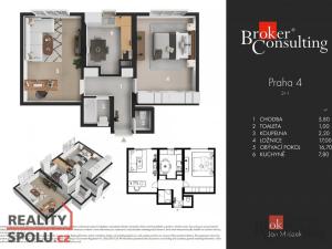 Prodej bytu 2+1, Praha - Vysočany, Kolbenova, 51 m2