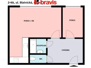 Pronájem bytu 2+kk, Brno, Blatnická, 40 m2