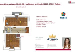 Pronájem bytu 2+kk, Třeboň - Třeboň II, Okružní, 50 m2