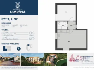 Prodej bytu 2+kk, Praha - Královice, Kuťatská, 56 m2