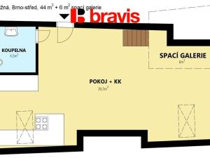 Pronájem bytu 2+kk, Brno - Brno-město, Kobližná, 44 m2