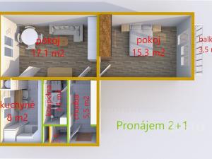 Pronájem bytu 2+1, Uherské Hradiště, Štefánikova, 52 m2