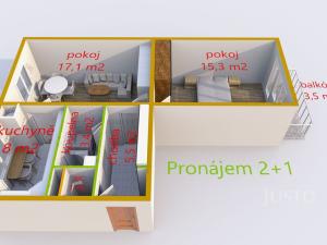 Pronájem bytu 2+1, Uherské Hradiště, Štefánikova, 52 m2