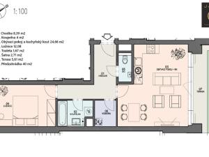 Prodej bytu 2+kk, Praha - Hlubočepy, Chlupáčova, 53 m2