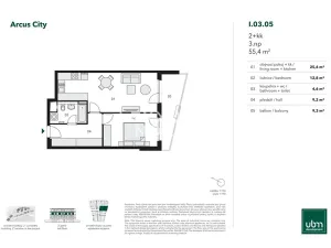 Prodej bytu 2+kk, Praha - Stodůlky, Bělohlávkova, 55 m2