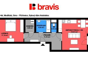 Pronájem bytu 2+kk, Brno - Přízřenice, Modřická, 67 m2