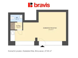 Pronájem obchodního prostoru, Brno - Husovice, Dukelská třída, 28 m2