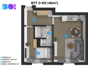 Prodej bytu 2+kk, Ostrava, Břustkova, 40 m2