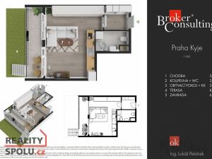 Pronájem bytu 1+kk, Praha - Kyje, Davidovičova, 31 m2