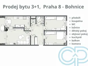 Prodej bytu 3+1, Praha - Bohnice, Ratibořská, 75 m2