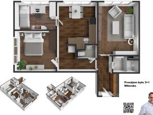 Pronájem bytu 3+1, Milevsko, J. A. Komenského, 63 m2