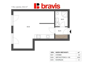 Prodej bytu 1+kk, Lipůvka, 40 m2