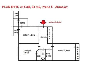 Pronájem bytu 2+1, Praha, 83 m2