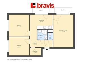 Prodej bytu 3+1, Brno, Zborovská, 75 m2