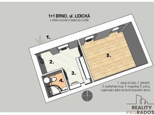 Pronájem bytu 1+1, Brno, Lidická, 34 m2