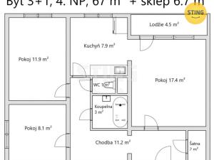 Prodej bytu 3+1, Kyjov, 65 m2