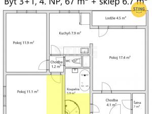 Prodej bytu 3+1, Kyjov, 65 m2