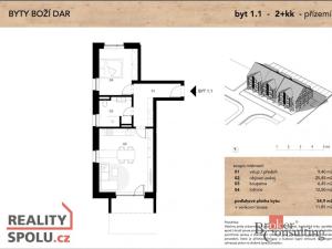 Prodej bytu 2+kk, Boží Dar, 71 m2