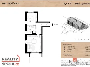 Prodej bytu 2+kk, Boží Dar, 58 m2