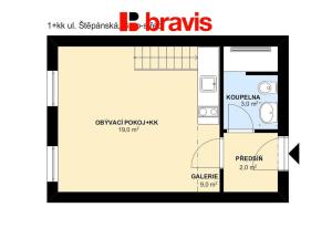 Pronájem bytu 1+kk, Brno, Štěpánská, 34 m2