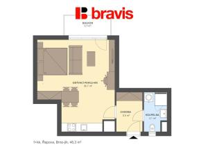 Pronájem bytu 1+kk, Brno - Horní Heršpice, Řepova, 46 m2